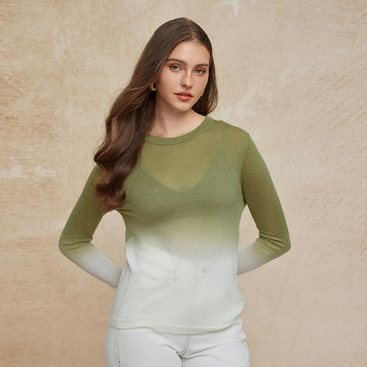 PG643斯尔丽2024秋季新款莱赛尔超细针柔软悬垂吊染工艺宽松版针织上衣 商品图0