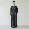 绽放646-647朵/早秋中性风重磅色织亚麻松紧腰叠褶小衫长裤套装 商品缩略图1