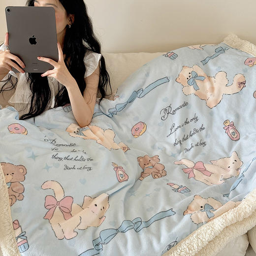 【秋冬牛奶绒毛毯】加厚羊羔绒沙发毯 办公室午睡毯空调毯 羊羔绒面料保暖 商品图1