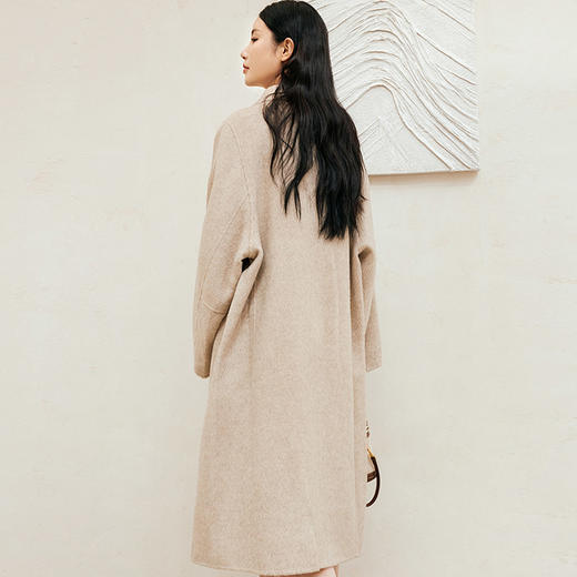 玳莎羊驼毛双面呢长款大衣女士2024年秋冬新款翻领宽松加厚外套  ED39301 商品图3