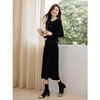 【年终特卖】熙世界黑丝绒半身裙女秋冬2025新款高腰开叉a字直筒包臀长裙子 商品缩略图4