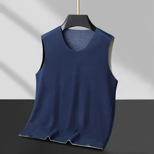 【羊毛蚕丝】【新款DPD】大依优型大码男装AB面保暖背心无痕保暖内衣坎肩男士加肥加大肥佬胖子 商品图1