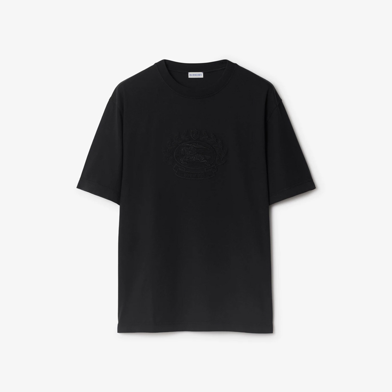 BURBERRY 巴宝莉 男士马术骑士刺绣棉质圆领短袖T恤 黑色 8095104 A1189