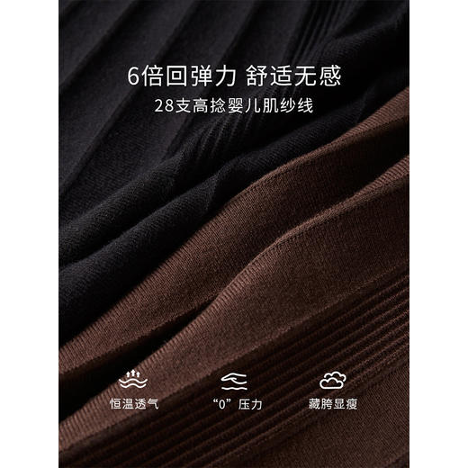【年终特卖】熙世界美拉德咖色针织半身裙2025秋冬新款复古高腰a字百褶裙子 商品图4