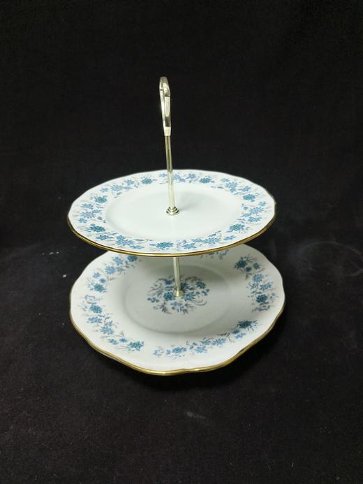 英国科尔克拉夫的蓝色花束双层糕点碟点心碟 商品图1