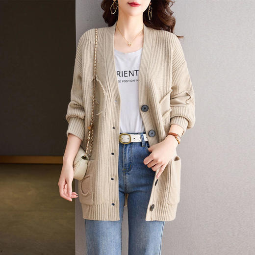 TZW-CC26洋气毛衣开衫外套针织宽松大码外披 商品图2