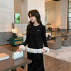 奢姿大码女装2025秋季减龄字母钻饰针织衫胖妹妹时尚拼接简约上衣9943160266 商品缩略图1