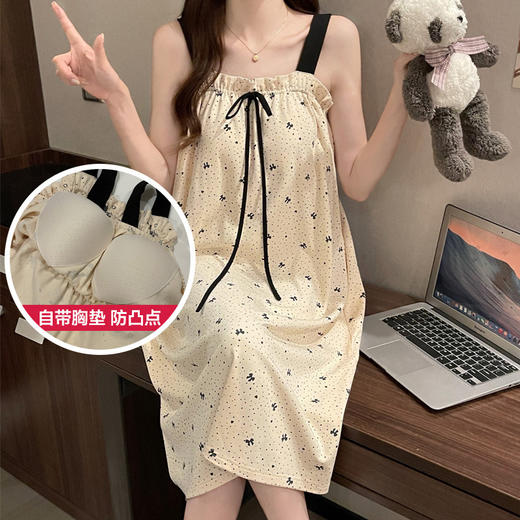 【敲有范 会呼吸】居家必备秋夏睡裙，柔软亲肤，颜值爆表！可爱蝴蝶结，士内侧胸垫，学生少女公主风，内外兼修，寝室穿搭两不误！ 商品图12