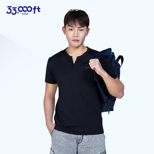 33000FT男士速干t恤夏季v领短袖户外运动跑步透气轻薄速干T恤 商品图5