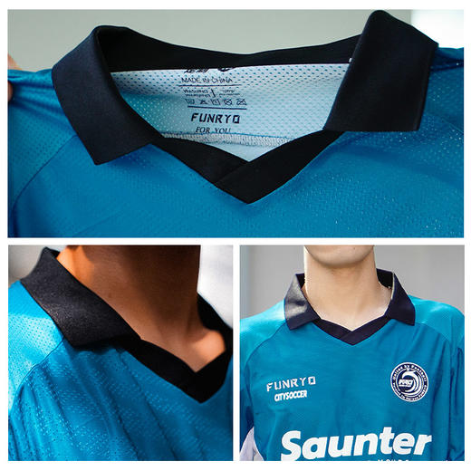 小李子蜂锐定制复古球衣翻领球衣绿茵漫游透气足球服套装 商品图4