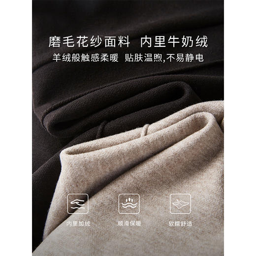 【年终特卖】熙世界磨毛牛奶绒直筒裤休闲宽松新款窄版阔腿裤秋冬加绒长裤子 商品图3