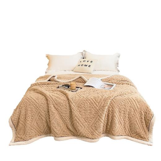 冬季【雕花绒毛包边毯被子】加厚盖毯沙发午睡空调毯 办公室居家单人小毯 商品图4