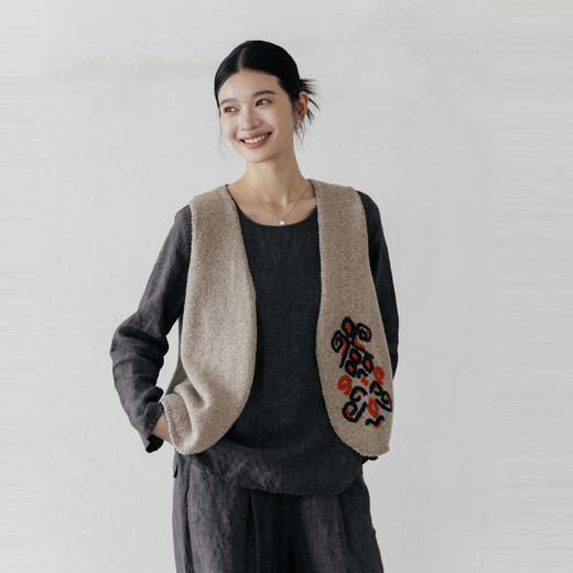 绽放646-647朵/早秋中性风重磅色织亚麻松紧腰叠褶小衫长裤套装 商品图2