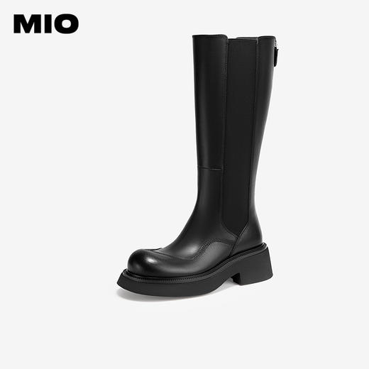MIO米奥冬季牛皮革骑士靴增高厚底瘦瘦靴质感高级靴子女M245833173 商品图0