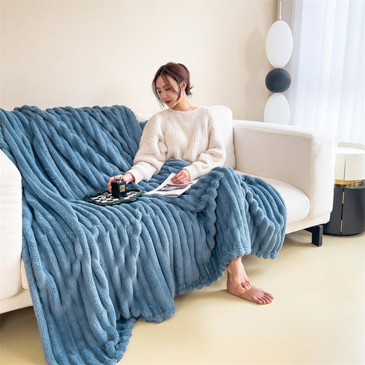 【兔毛绒毛毯冬季】办公室加厚午睡空调毯 沙发盖毯 细腻软糯 加厚保暖床上小毯子 商品图13