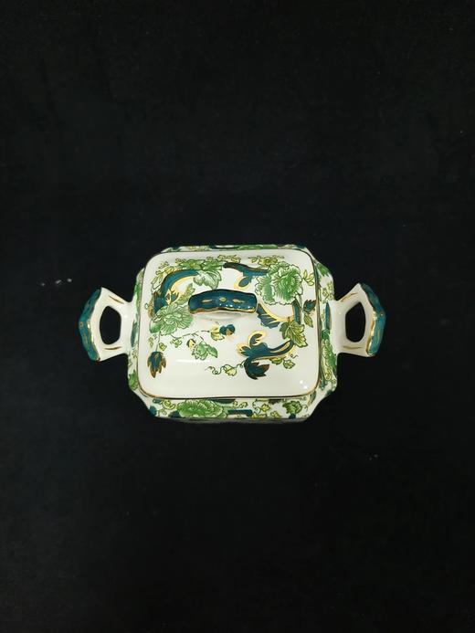 英国马森绿色查特勒斯系列东方纹饰老器型茶叶罐，一只方形双耳罐，另一只六角高罐 商品图2