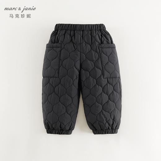 马克珍妮男女童时尚波浪绗棉保暖棉裤儿童夹棉裤子秋装新款241331 商品图1