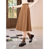【年终特卖】熙世界赫本风棕色毛呢半身裙秋冬新款气质通勤磨毛中长a字伞裙 商品缩略图1