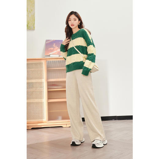 【严选】诗凡黎米色休闲裤2023冬新款高腰显瘦显高流行小个子直筒拖地裤女SEB250571 商品图1