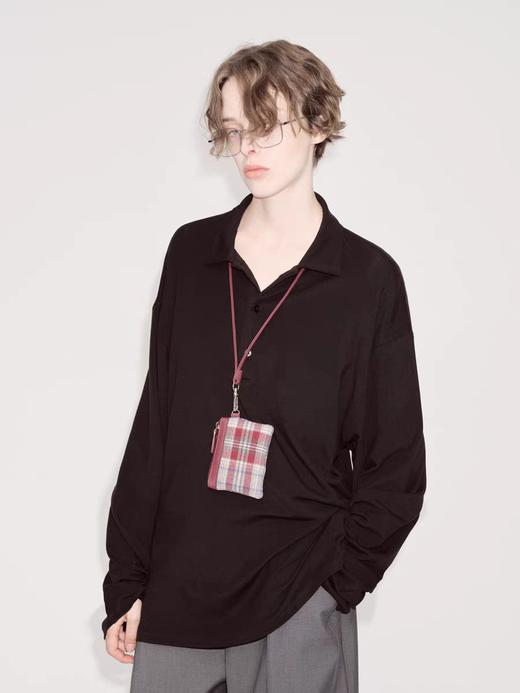 出逃赤岗西/CT0015/黑色羊毛莱赛尔长袖休闲Polo衫 商品图1