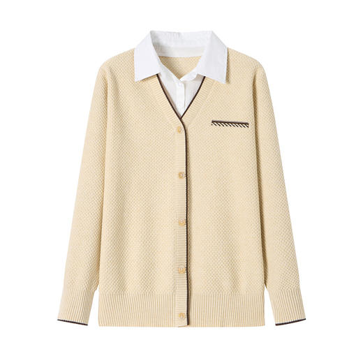 CC-66-5813早秋针织衫假两件衬衫领上衣长袖衬衫领毛衣上衣女 商品图4