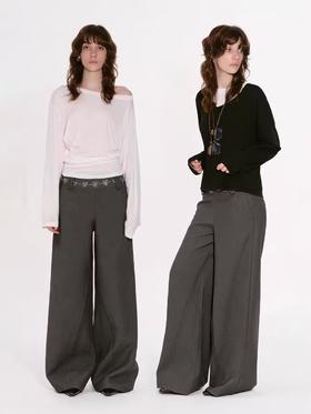 出逃赤岗西/24AWK103/结构感灰色TR西装裤