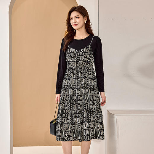 【清仓99】8/4奢姿2024年秋季新款大码女装氛围感碎花裙子胖妹妹法式雪纺连衣裙9943853599 商品图3