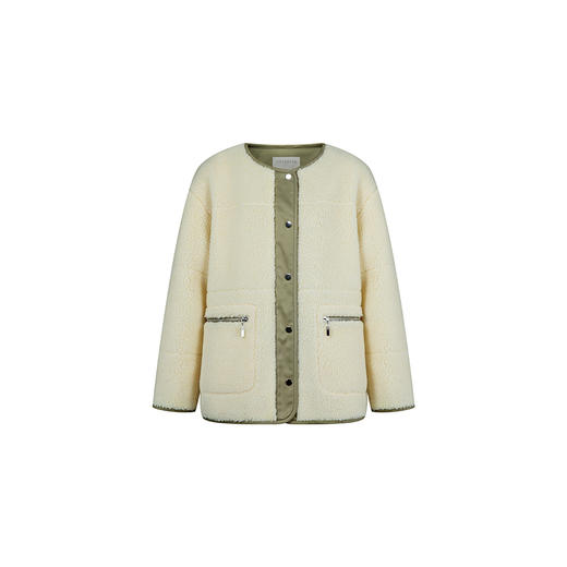 HeyDress摇粒绒外套女秋冬宽松圆领撞色设计抓绒衣加厚保暖上衣 商品图4