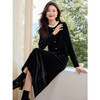 【1件78折】熙世界撞色木耳边金丝绒衬衫2025秋冬新款法式洋气黑色打底上衣 商品缩略图4