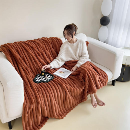 【兔毛绒毛毯冬季】办公室加厚午睡空调毯 沙发盖毯 细腻软糯 加厚保暖床上小毯子 商品图11