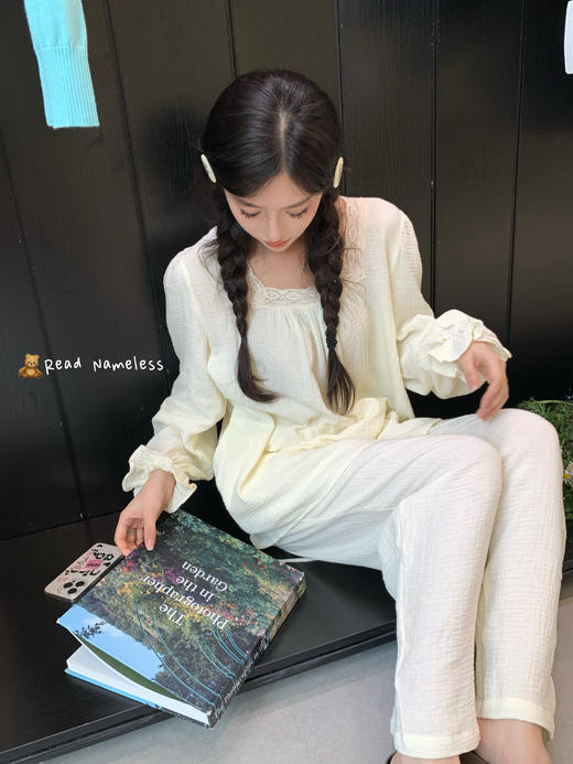 Read Nameless /婴儿棉纱奶白拼蕾丝套装 2024/9/19 商品图4
