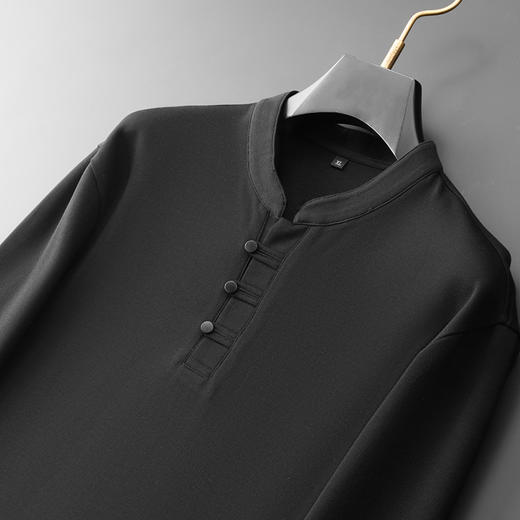 【莫代尔】【立领小盘扣】【新款DDA】大依优型大码长袖Polo衫翻领加肥加大肥佬休闲商务宽松透气上衣打底 商品图3