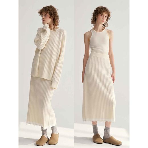 MAISON CECILE百搭羊毛坑条软糯针织毛衣半身裙 商品图0