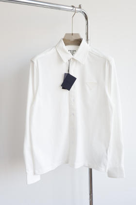 只剩白色勒 P.R.D 宽松版 双纱纯棉平纹针织长袖衬衫 CS217