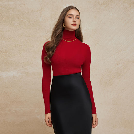PG640斯尔丽24新款超细织18针新澳3D无缝套衫柔软修身高领羊毛衫 商品图0