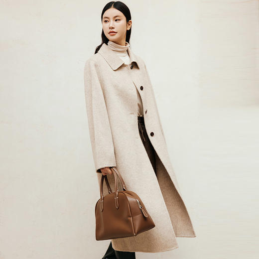 玳莎羊驼毛双面呢长款大衣女士2024年秋冬新款翻领宽松加厚外套  ED39301 商品图2