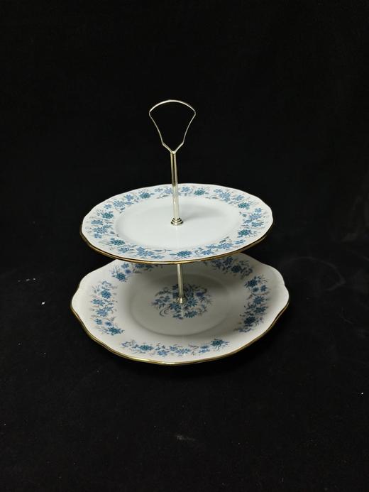 英国科尔克拉夫的蓝色花束双层糕点碟点心碟 商品图0