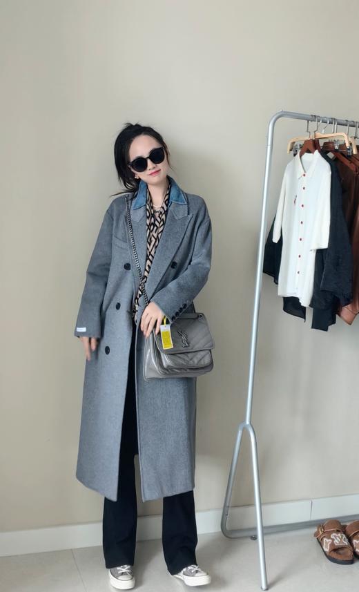 工厂反季清仓韩国订单高级灰双面羊毛大衣 商品图7