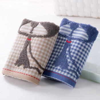 金号A类儿童毛巾纯棉100%洗脸小毛巾运动洗脸帕双层彩棉提缎绣2条 商品图0