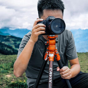 CAVIX｜闪电豹LV254C摄影摄像液压碳纤维快速三脚架单反微单相机便携全景云台视频直播摄影支架 LV-254CB 摄像版