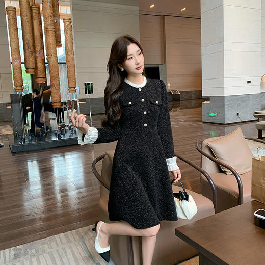 奢姿2025春季新款大码女装花边拼接裙子胖妹妹小香风气质连衣裙9943853579 商品图1