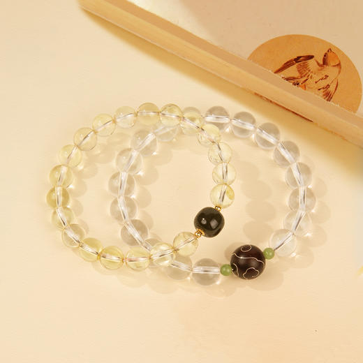 珠事吉祥  原创精品8mm黄水晶10mm白水晶吉祥手串 商品图7