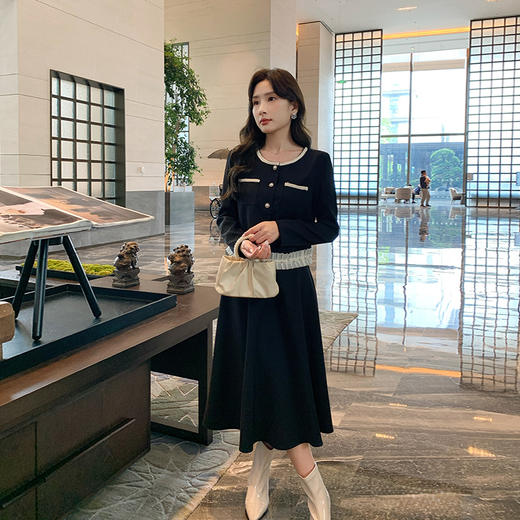 奢姿大码女装2024秋季减龄织带钉珠小香风两件套胖妹妹时尚套装9943926524 商品图1