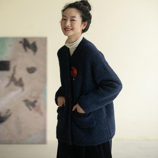 牧衣游原创 肌理感毛织外套新款软糯保暖文艺百搭毛衣开衫女 梦璃 商品图1