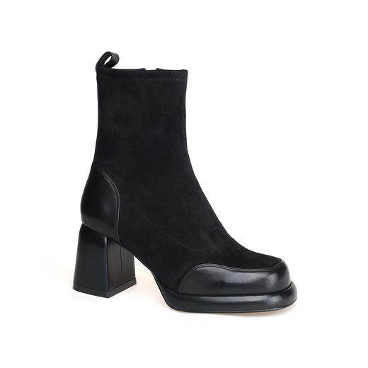 豪麟名鞋奥莱迪嘉女鞋短靴胎牛皮革+织物DJELA42WN002黑色  原价2460元 商品图0