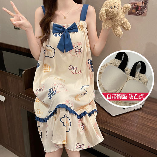【敲有范 会呼吸】居家必备秋夏睡裙，柔软亲肤，颜值爆表！可爱蝴蝶结，士内侧胸垫，学生少女公主风，内外兼修，寝室穿搭两不误！ 商品图6