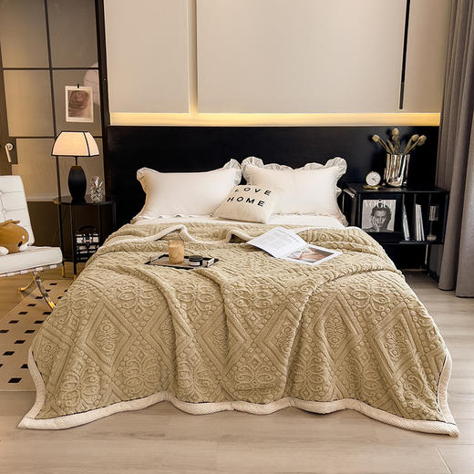 冬季【雕花绒毛包边毯被子】加厚盖毯沙发午睡空调毯 办公室居家单人小毯 商品图5