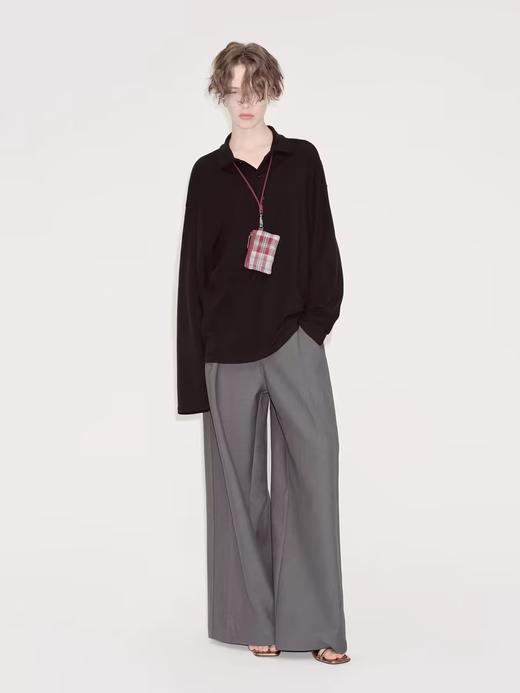 出逃赤岗西/CT0015/黑色羊毛莱赛尔长袖休闲Polo衫 商品图3