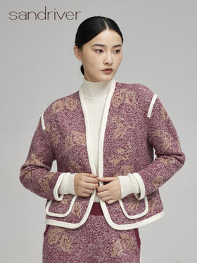 sandriver西藏羊绒提花女开衫