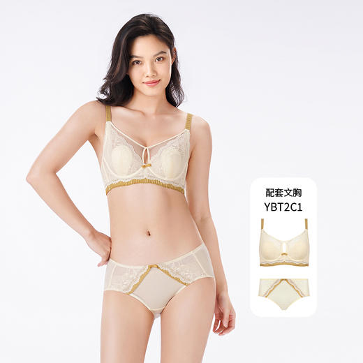 都市丽人内裤薄透丝滑平角裤蕾丝+泳布女士内裤YPT2C1 商品图5